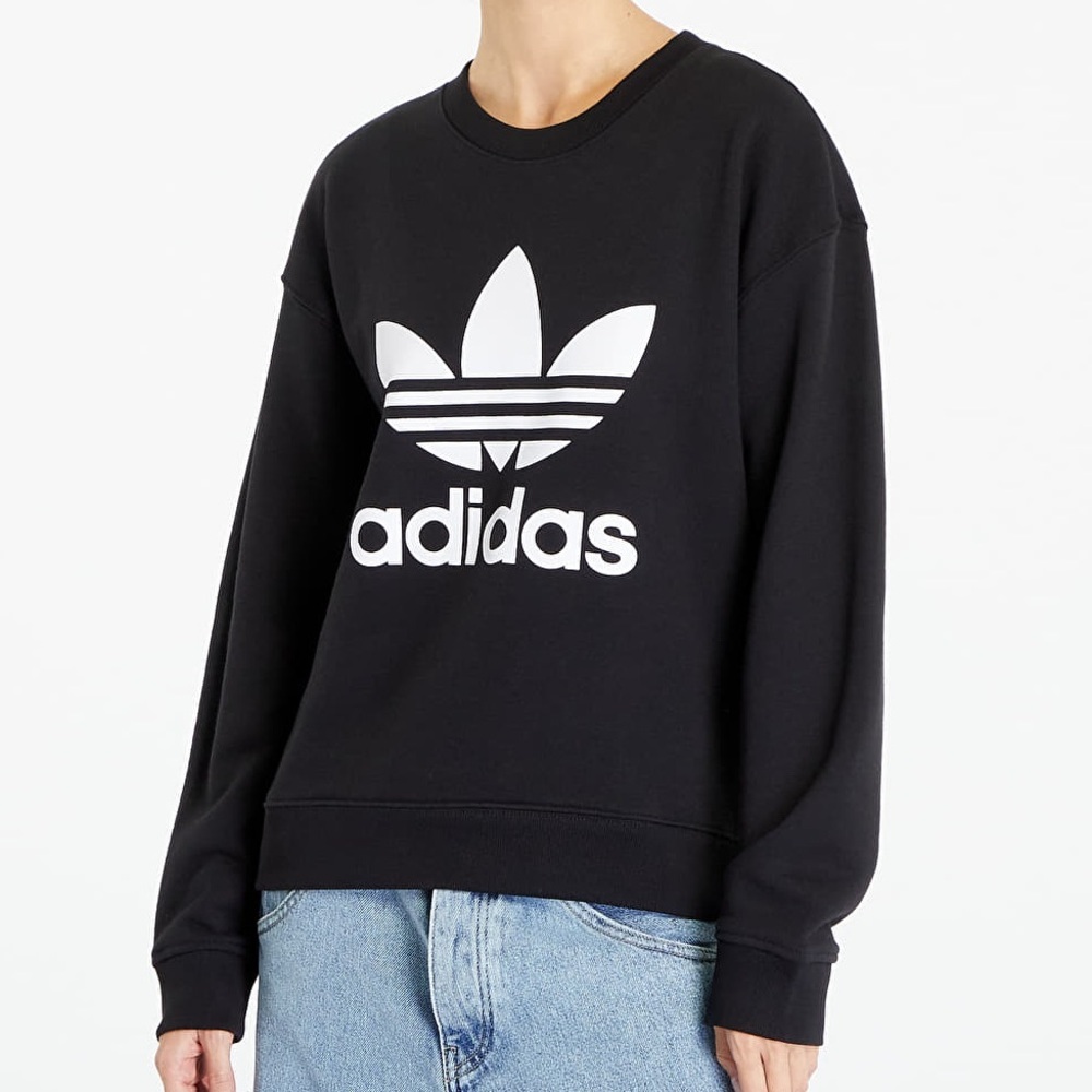Adidas Women's Small Black Logo Long Sleeve Crew Neck Sweatshirt Sweater
